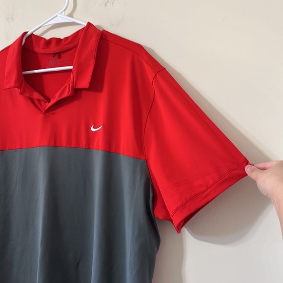 Nike Golf Dri-Fit Standard Fit Colorblock Red Grey Polo Size XXL - Picture 4 of 7
